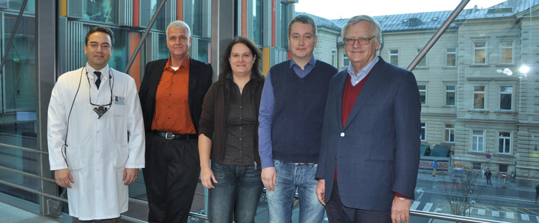 Univ.-Prof. Nikolaos Bechrakis, ao.Univ.-Prof. Gerald Zernig, Ass.-Prof.in Claudia Lamina, Priv.-Doz. Markus Laimer und Univ.-Prof. Günther Sperk sind die ProjektleiterInnen der fünf genehmigten Projekte. (v. li. n. re.)