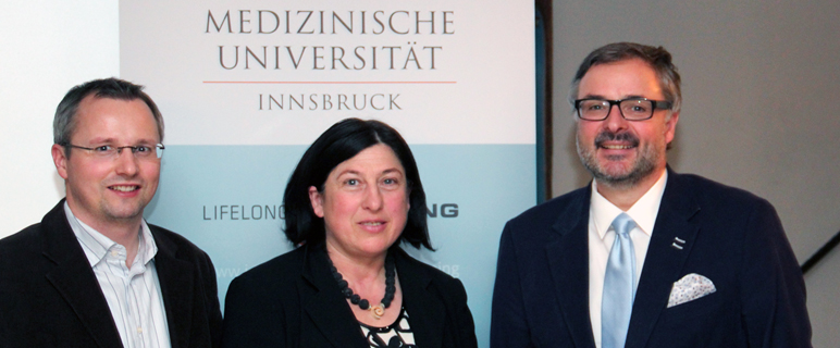 Forum Land-Geschäftsführer Magnus Gratl gemeinsam mit Bezirksbäuerin Renate Dengg und Univ.-Porf. Dr. Christian Marth. (Foto: Forum Land)