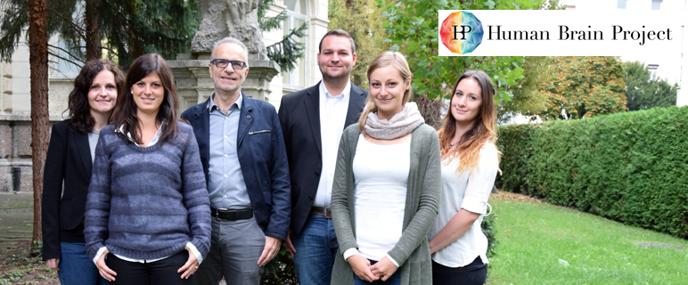 Das Innsbrucker HBP-Team: Mag.a Elisabeth Wintersteller, MMag.a Theresa Raß, Univ.-Prof. DI Dr. Alois Saria, Manuel Gran, Viktoria Tipotsch, BA, Lisa-Marie Leichter. (v. li. n. re.) Foto: MUI