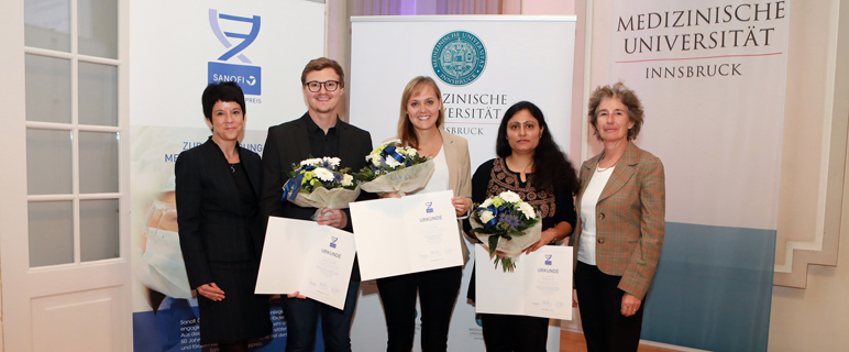 Sanofi Preis für drei junge Forscher:innen der Medizin Uni Innsbruck