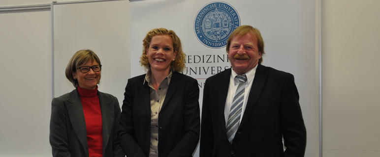 Pressekonferenz: Vizerektor Univ.-Prof. Gustav Fraedrich, Univ.-Prof.in Kathrin Sevecke & Dr.in Alexandra Kofler (v. re. n. li.)